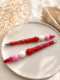 Handgemachter Kugelschreiber - Rot Rosa Motiv