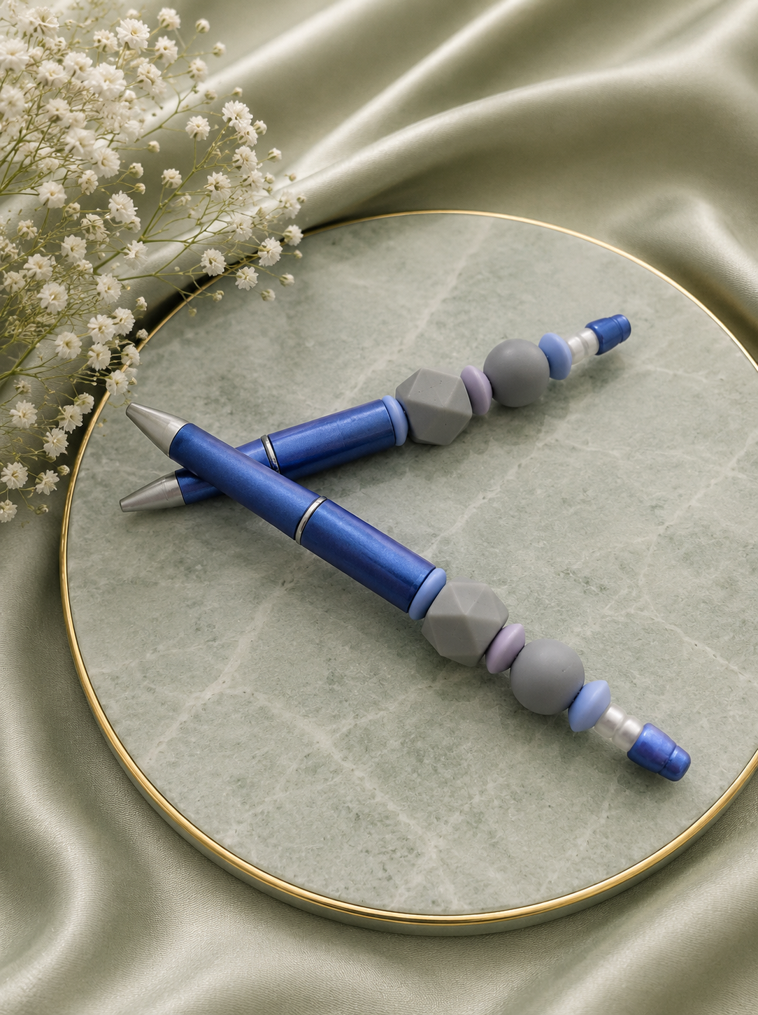 Handgemachter Kugelschreiber  Blue-Grey