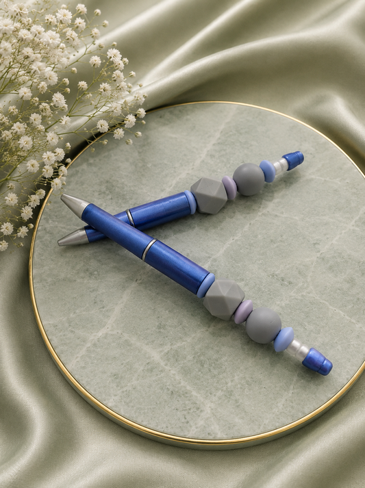 Handgemachter Kugelschreiber  Blue-Grey