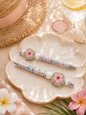 Handgemachter Kugelschreiber Rosa Bluenmotiv