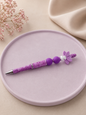 Handgemachter Kugelschreiber - Lila Blumen Motiv